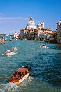 Превью обои гранд-канал, венеция италия, канал, катера, здания