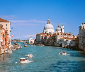 Превью обои гранд-канал, венеция италия, канал, катера, здания