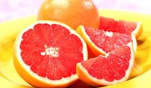 Превью обои грейпфрут, дольки, оранжевый, цитрусовые