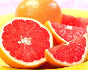 Превью обои грейпфрут, дольки, оранжевый, цитрусовые