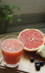 Превью обои грейпфрут, сок, смузи, фрукт, свежий, стакан
