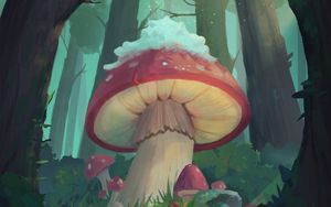 Превью обои грибы, лес, сказка, арт