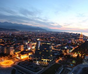 Превью обои грузия, здания, панорама, ночь