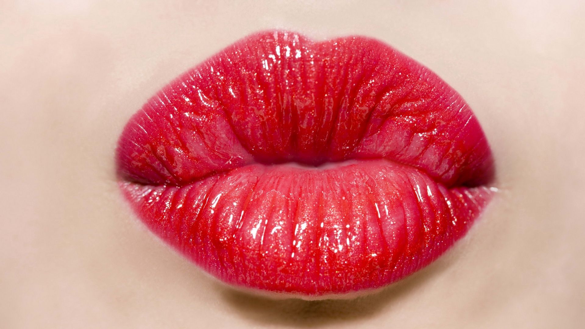 1920x1080 Обои губы, девушка, помада, поцелуй