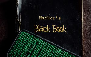 Превью обои хакер, книга, телефон, матрица