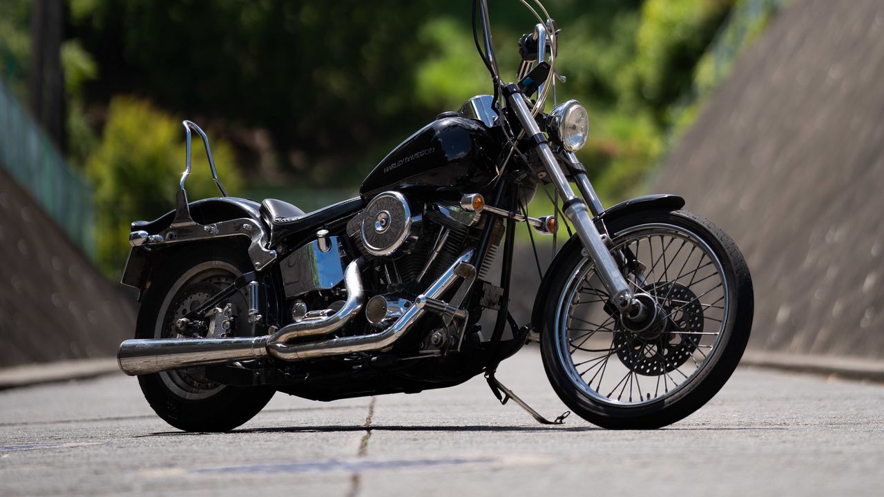 Обои harley davidson, байк, мотоцикл, вид сбоку