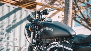 Превью обои harley davidson, байк, мотоцикл, вид сбоку, транспорт