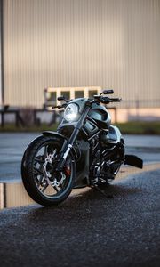 Превью обои harley davidson vrod custom, harley davidson, байк, фара