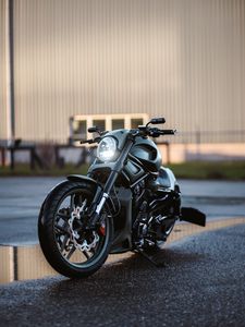 Превью обои harley davidson vrod custom, harley davidson, байк, фара