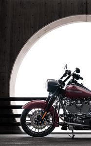 Превью обои harley-davidson, мотоцикл, байк, красный, вид сбоку