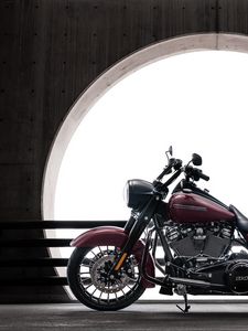 Превью обои harley-davidson, мотоцикл, байк, красный, вид сбоку