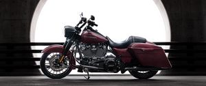 Превью обои harley-davidson, мотоцикл, байк, красный, вид сбоку