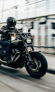 Превью обои harley-davidson, мотоцикл, байк, чоппер, байкер, скорость