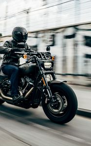 Превью обои harley-davidson, мотоцикл, байк, чоппер, байкер, скорость