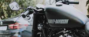 Превью обои harley-davidson, мотоцикл, байк, черный, вид сбоку