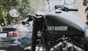 Превью обои harley-davidson, мотоцикл, байк, черный, вид сбоку