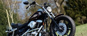 Превью обои harley-davidson, мотоцикл, байк, черный, хром