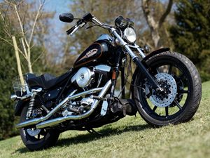 Превью обои harley-davidson, мотоцикл, байк, черный, хром