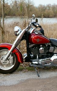 Превью обои harley-davidson, мотоцикл, байк, красный