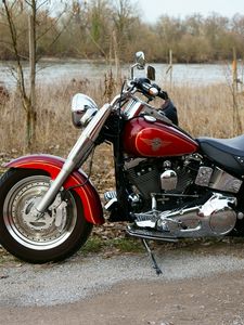 Превью обои harley-davidson, мотоцикл, байк, красный