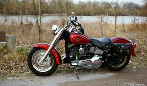 Превью обои harley-davidson, мотоцикл, байк, красный