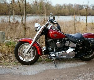 Превью обои harley-davidson, мотоцикл, байк, красный