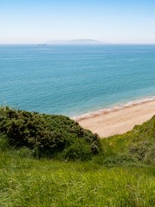 Превью обои холм, пляж, море, пейзаж