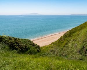 Превью обои холм, пляж, море, пейзаж