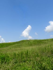 Превью обои холм, трава, облака, природа, пейзаж