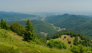Превью обои холмы, горы, деревья, кусты, пейзаж
