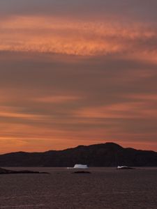 Превью обои холмы, море, закат, природа