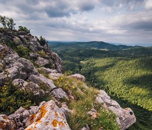 Превью обои холмы, склон, камни, пейзаж, природа