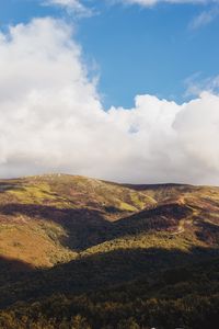 Превью обои холмы, вид сверху, облака, тень, пейзаж