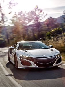 Превью обои honda, acura, nsx, вид спереди, скорость