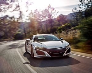 Превью обои honda, acura, nsx, вид спереди, скорость