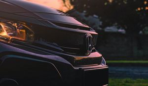 Превью обои honda, автомобиль, черный, крупным планом