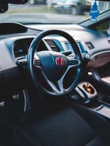 Превью обои honda, автомобиль, руль, салон