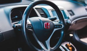 Превью обои honda, автомобиль, руль, салон