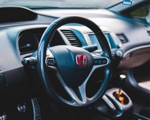 Превью обои honda, автомобиль, руль, салон