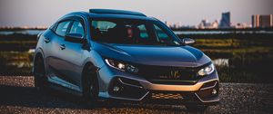 Превью обои honda civic, honda, автомобиль, серебристый