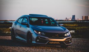 Превью обои honda civic, honda, автомобиль, серебристый