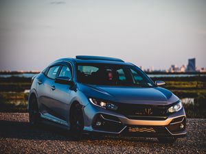 Превью обои honda civic, honda, автомобиль, серебристый