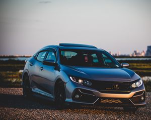 Превью обои honda civic, honda, автомобиль, серебристый