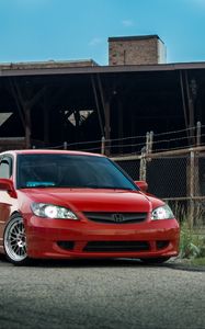 Превью обои honda civic, honda, автомобиль, красный