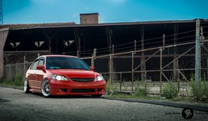 Превью обои honda civic, honda, автомобиль, красный