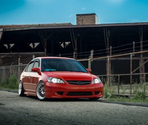 Превью обои honda civic, honda, автомобиль, красный