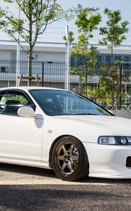 Превью обои honda integra, honda, автомобиль, белый