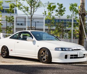 Превью обои honda integra, honda, автомобиль, белый
