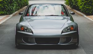 Превью обои honda s2000, honda, автомобиль, серый, вид спереди