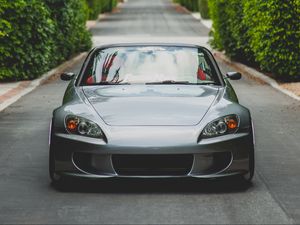 Превью обои honda s2000, honda, автомобиль, серый, вид спереди